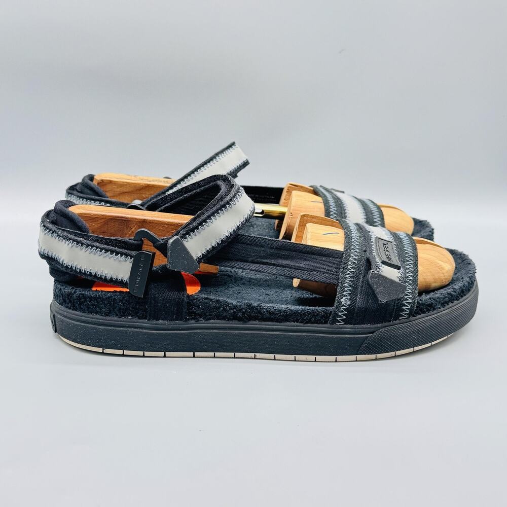 Diesel Sandals Mens 11.5 Black SA Grand LC Fuzzy Strap Casual Comfort Shoes
